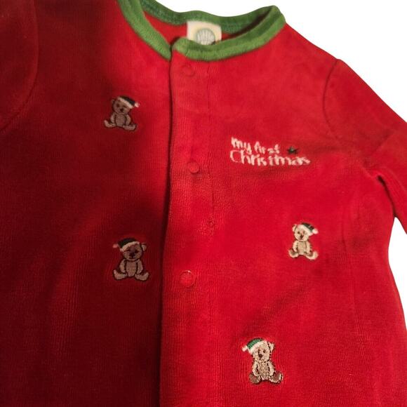 Little Me Baby Boy Holiday Bear Velour Footie Sleeper Outfit Christmas 9mos- Mc1 - Picture 3 of 7